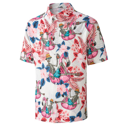 HOTMen's Casual Button Down Shirts Regular Fit Short Sleeve Hawaiian Shirt for Men