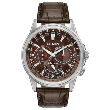 HOTCitizen Men's Eco-Drive Calendrier Classic Watch, 12/24 Hour Time, 3-Hand Day and Date, Chronograph, Luminous Hands