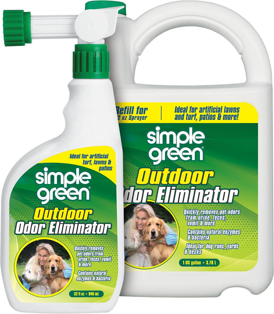 HOTSimple Green Outdoor Odor Eliminator for Pets, Dogs, Ideal for Artificial Grass & Patio (32 oz Hose End Sprayer & 1 Gallon Refill)