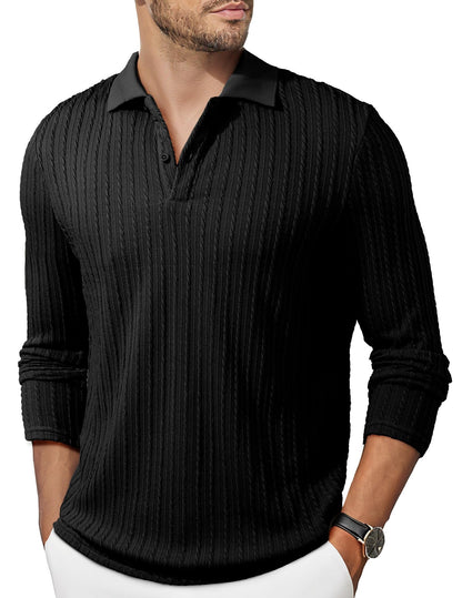 HOTJMIERR Mens Casual Polo Shirt Summer Short Sleeve Vacation Button Beach Knit Stretchy Golf Shirts