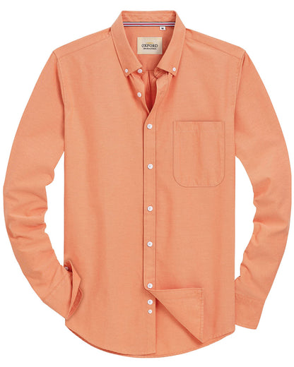 HOTAlimens & Gentle Mens Solid Oxford Shirt Long Sleeve Dress Shirt Work Casual Button Down Shirts with Pocket