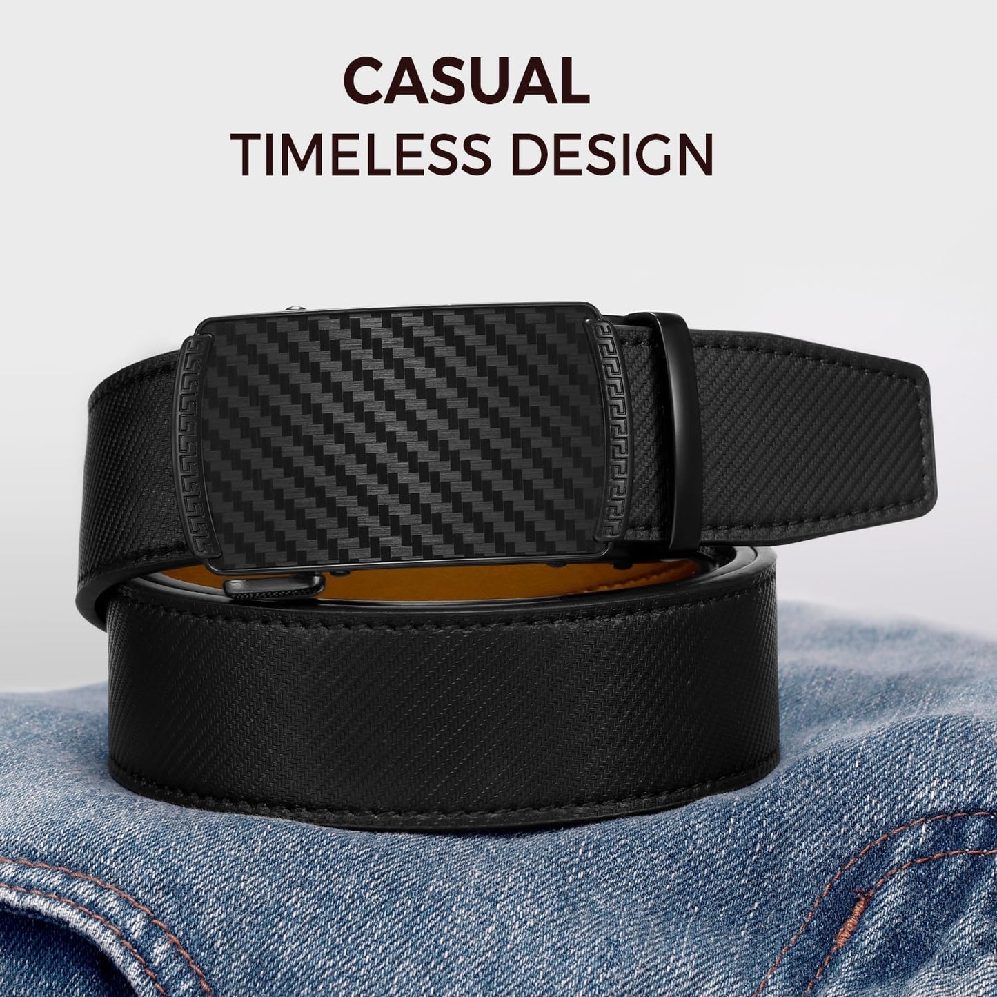 HOTZitahli Belt Men,Leather Ratchet Belt for Men Dress Casual Every Day with Adjustable Buckle,Trim to Fit For Gift