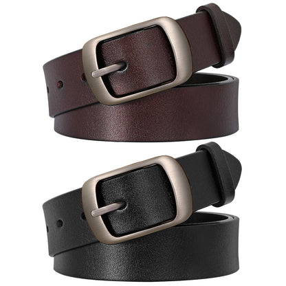 HOTSUOSDEY Women Belts For Jeans Dresses Pants Ladies Leather Waist Belt with Elegant Buckle, Width 1.3"
