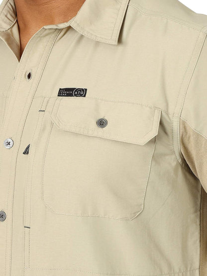 HOTATG by Wrangler Men's Long Sleeve Mixed Material Shirt