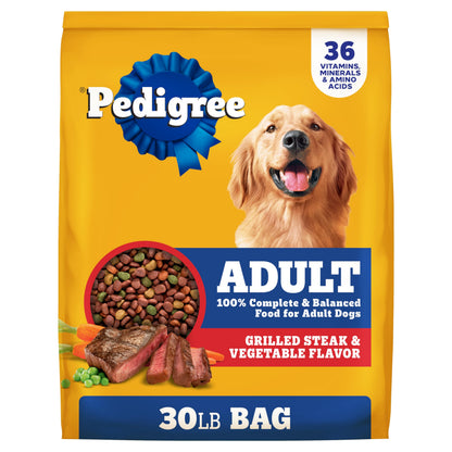 HOTPedigree Complete Nutrition Dry Dog Food, Steak & Vegetable, 18 lb