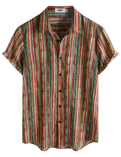 HOTVATPAVE Mens Casual Short Sleeve Button Down Shirts Regular Fit Hawaiian Summer Shirt