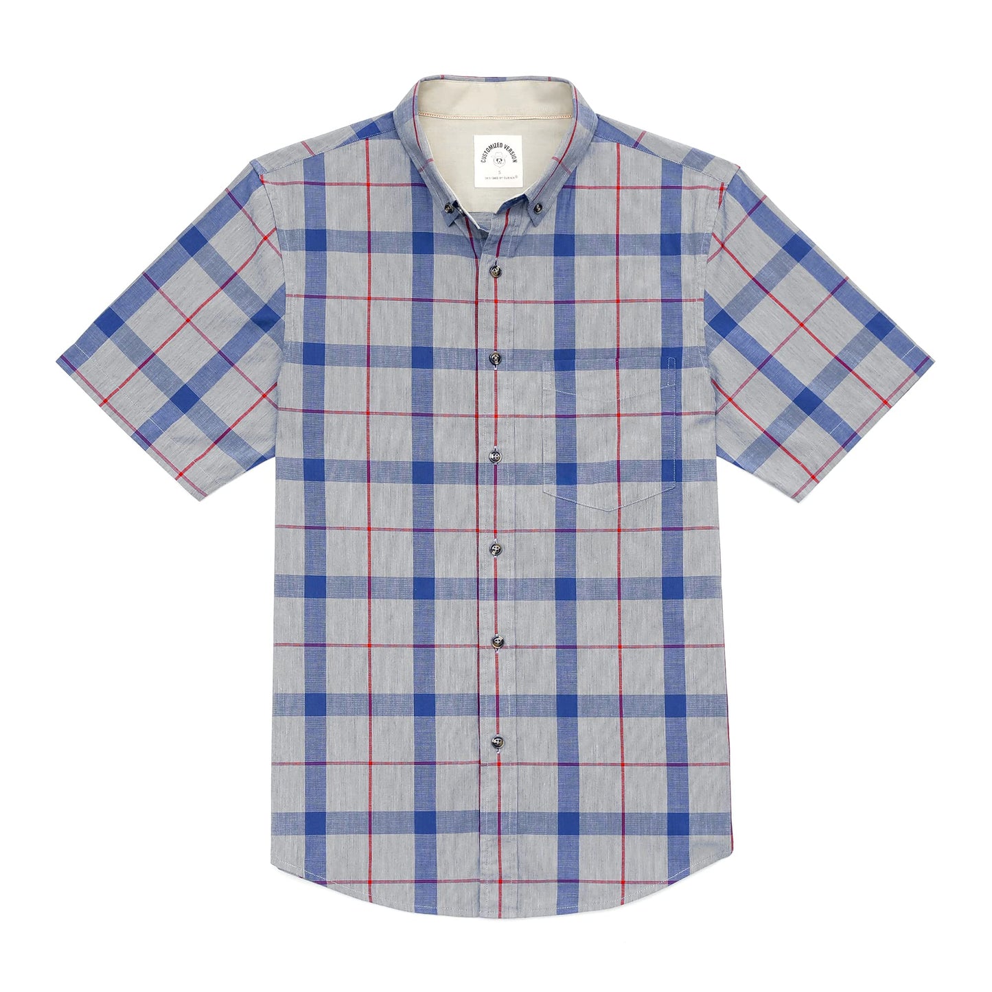 HOTDubinik® Mens Short Sleeve Button Down Shirts 100% Cotton Plaid Men's Casual Button-Down Shirts with Pocket