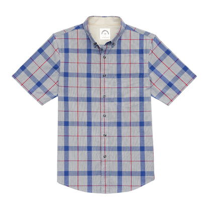 HOTDubinik® Mens Short Sleeve Button Down Shirts 100% Cotton Plaid Men's Casual Button-Down Shirts with Pocket