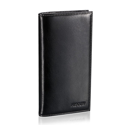 HOTHISCOW Slim Leather Checkbook Cover for Personal Checks | Full grain cowhide, transaction register & check book pockets, removable duplicate divider, durable stitching, gifts for men