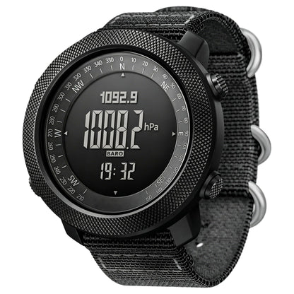 HOTCakCity Digital Watch Military Tactical Watches for Men, 50mm Large Face Zinc Alloy Case with Breathable Double-Layer Nylon Strap, 5ATM Waterproof Shockproof, Altimeter, Barometer, Thermometer, Dual Time, Compass, Alarm, Stopwatch, Countdown