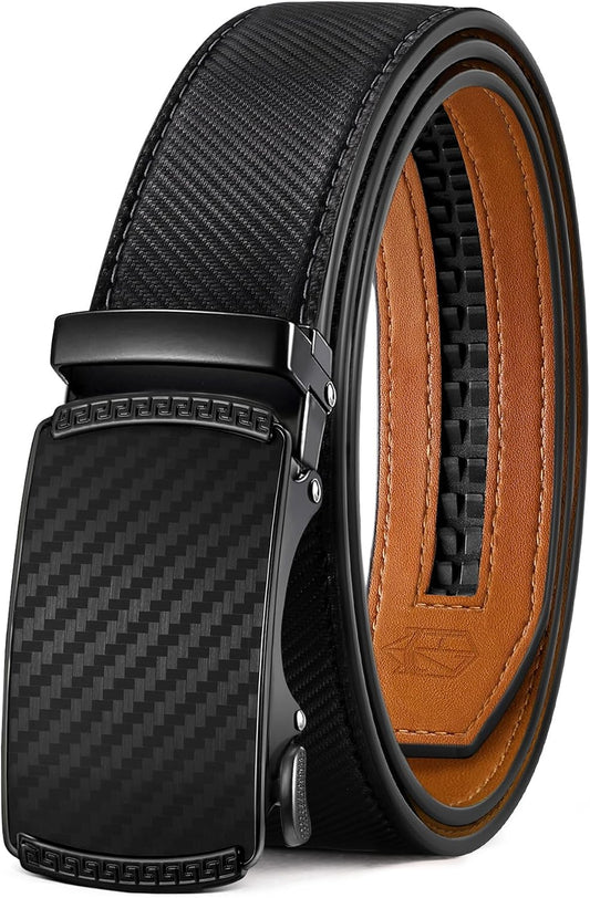 HOTZitahli Belt Men,Leather Ratchet Belt for Men Dress Casual Every Day with Adjustable Buckle,Trim to Fit For Gift