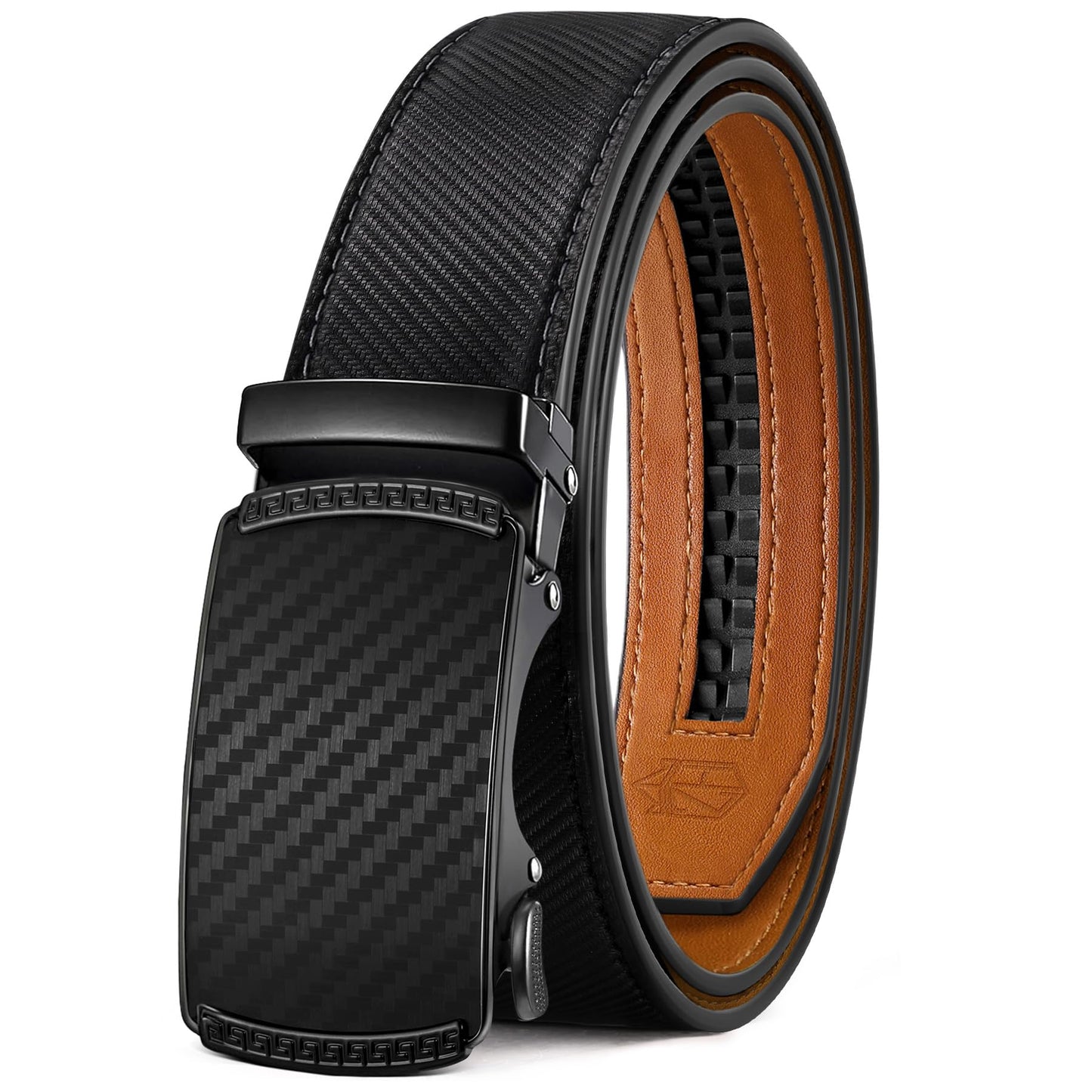 HOTZitahli Belt Men,Leather Ratchet Belt for Men Dress Casual Every Day with Adjustable Buckle,Trim to Fit For Gift