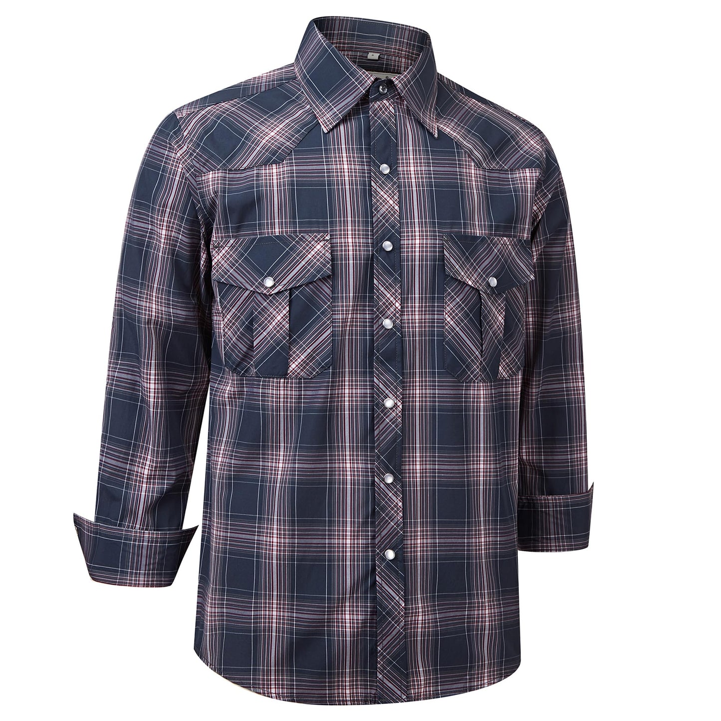HOTCOEVALS CLUB Men's Western Pearl Snap Button Up Casual Cowboy Long Sleeve Two Pockets Work Shirts
