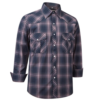 HOTCOEVALS CLUB Men's Western Pearl Snap Button Up Casual Cowboy Long Sleeve Two Pockets Work Shirts