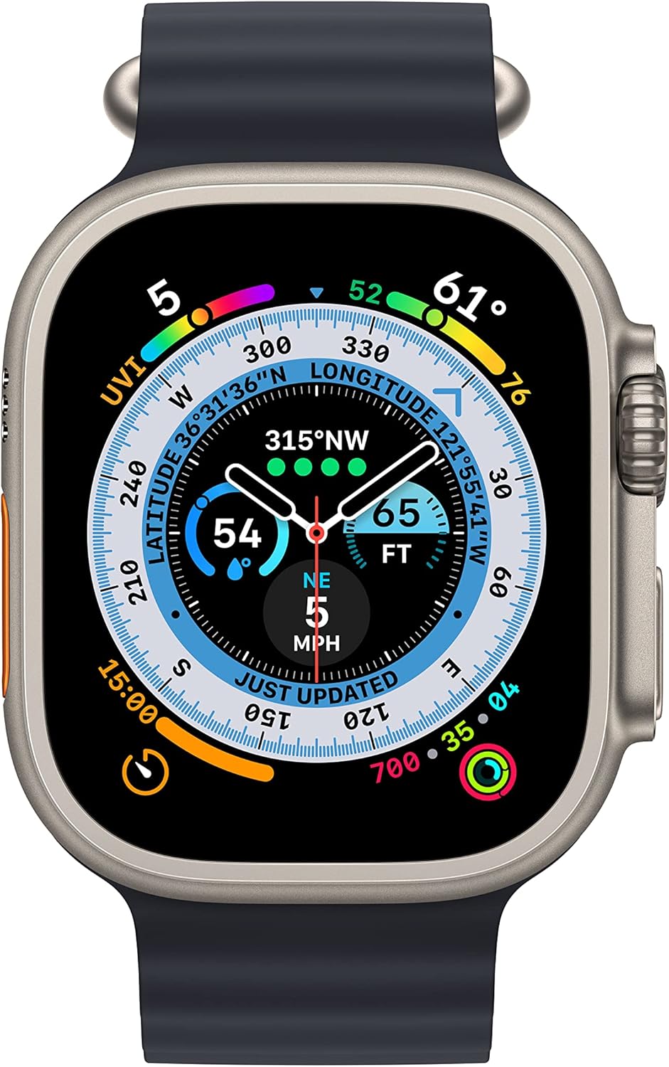 HOTApple Watch Ultra [GPS + Cellular 49mm] Titanium Case with Midnight Ocean Band, One Size (Renewed)