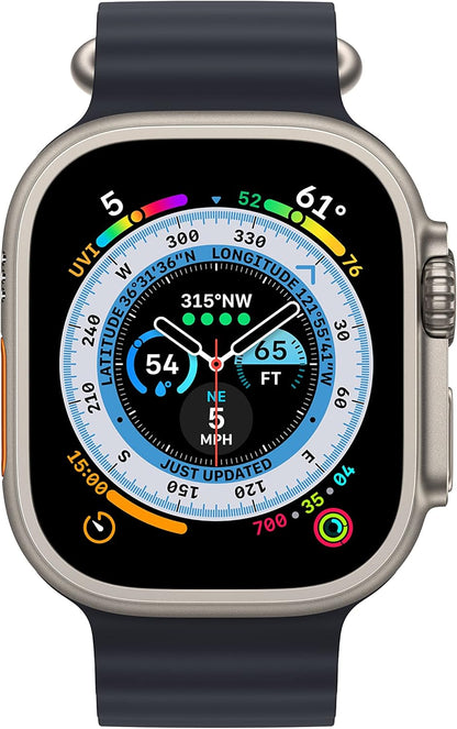 HOTApple Watch Ultra [GPS + Cellular 49mm] Titanium Case with Midnight Ocean Band, One Size (Renewed Premium)