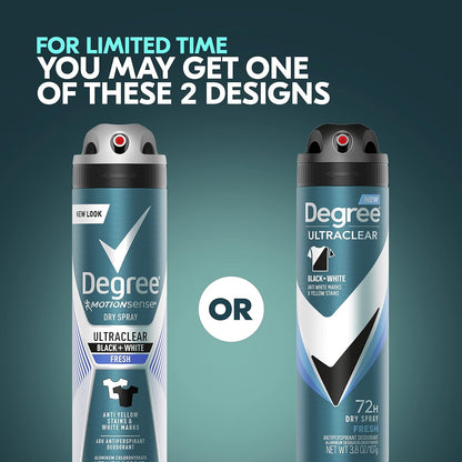 HOTDegree Men Antiperspirant Spray Black + White 3 Count Protects from Deodorant Stains Instantly Dry Spray Deodorant 3.8 oz