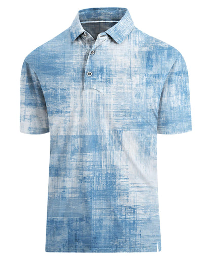 HOTHodaweisolp Golf Shirts for Men Dry Fit Print Moisture Wicking Performance Short Sleeve Polo Shirt