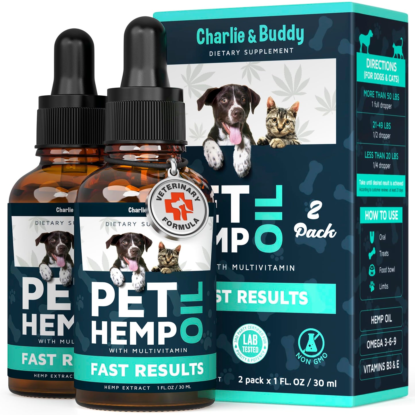 HOTCharlie & Buddy Hemp Оil for Dogs Cats - Helps Pets with Аnxiеty, Pаin, Strеss, Slееp, Аrthritis, Sеizures Rеlief - Нiр Jоint Hеalth - Cаlming Trеats