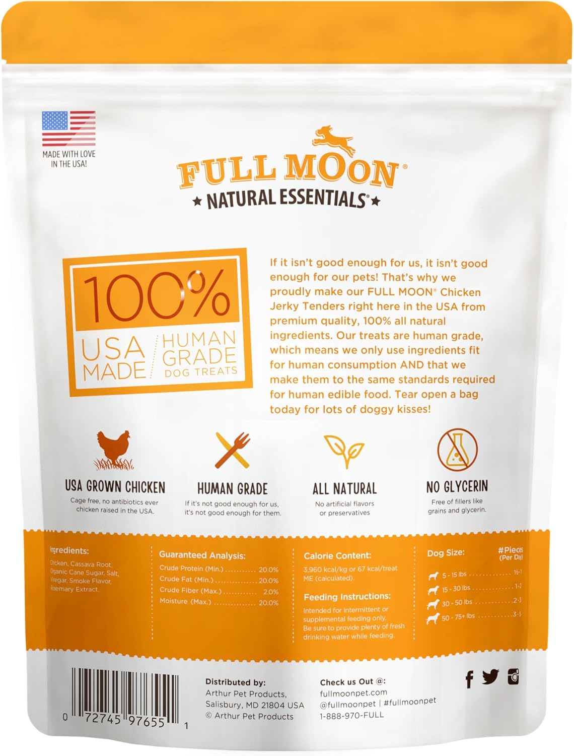 HOTFull Moon Chicken Jerky Tenders Healthy All Natural Dog Treats Human Grade Made in USA 26 oz