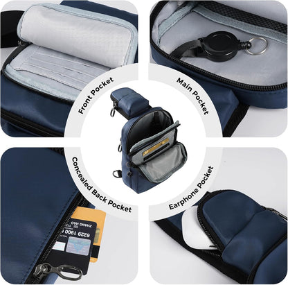 HOTVADOO Sling Bag, Crossbody Bag with Zipper Lock, RFID Blocking & Water Resistant for Men and Women