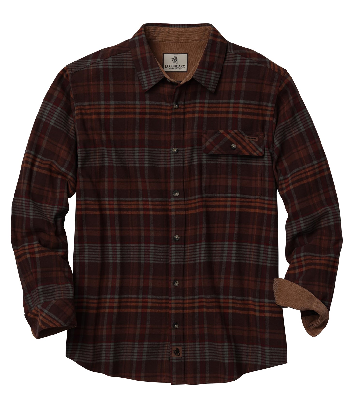 HOTLegendary Whitetails Mens Long Sleeve Button Down 100% Cotton Flannel Shirt