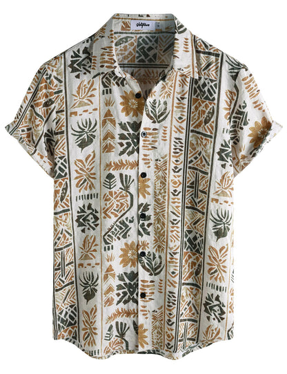 HOTVATPAVE Mens Casual Short Sleeve Button Down Shirts Regular Fit Hawaiian Summer Shirt
