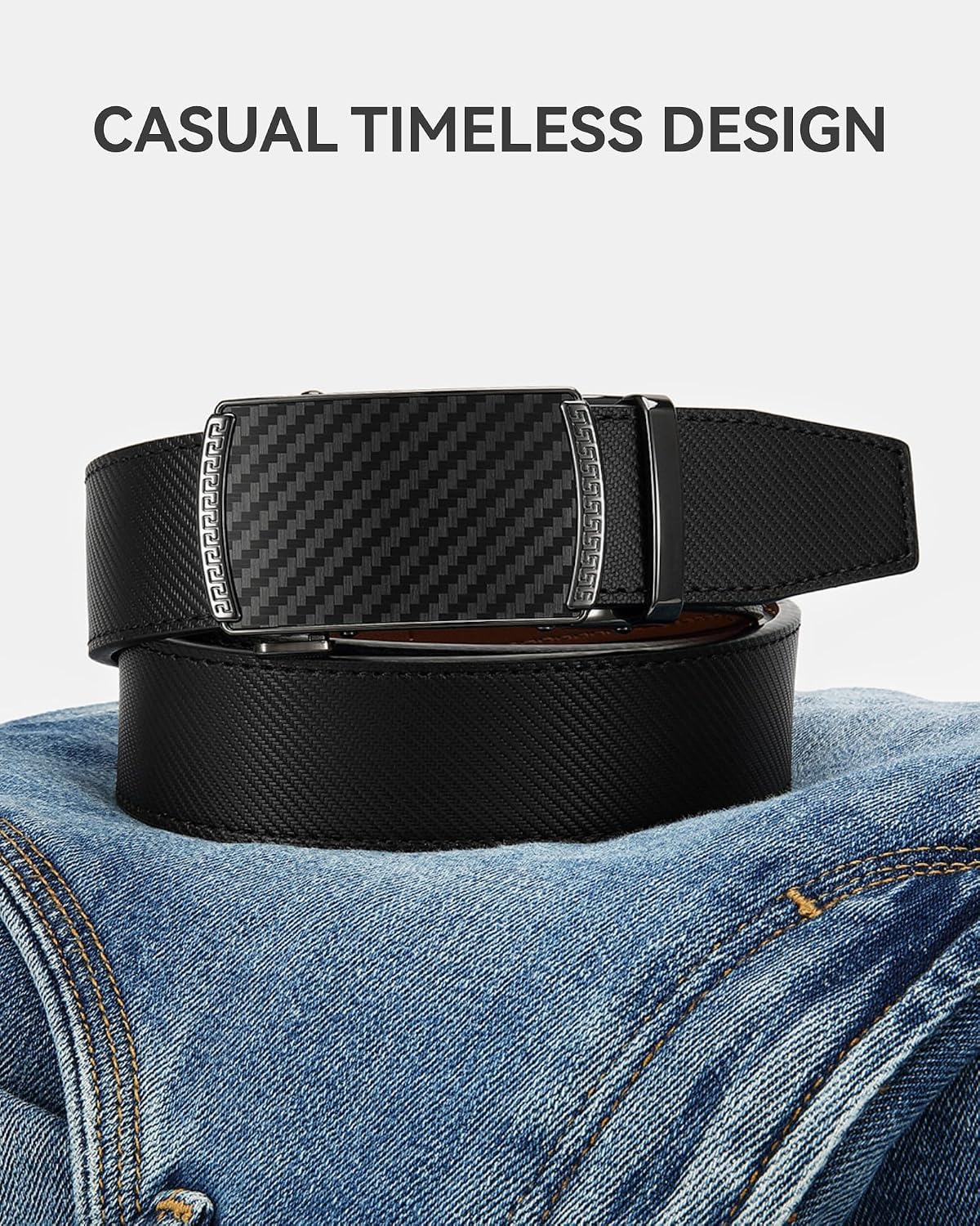 HOTCHAOREN Mens Belt Leather Ratchet Belt - Customizable Fit, Effortless Style (35mm)