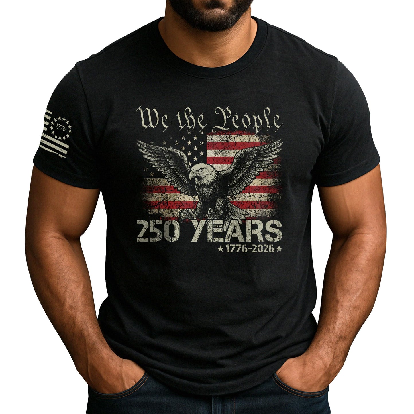 HOT250th Anniversary USA T-Shirt, Patriotic Shirts for Men | This patriotic 1776-2026 shirt honors the historic anniversary milestone, delivering a classic graphic tee for men
