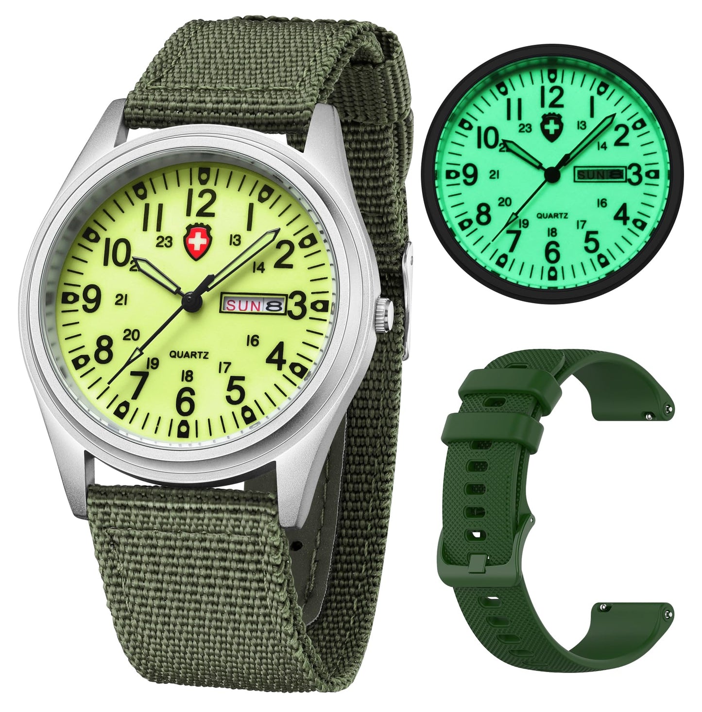 HOTGosasa Unisex Military Analog Field Watch with Nylon Strap, Luminous Easy Read Dial, Sport Tactical Casual Quartz Wristwatch, Daily Water Resistant
