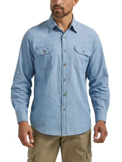 HOTWrangler Authentics Men's Long Sleeve Classic Woven Shirt