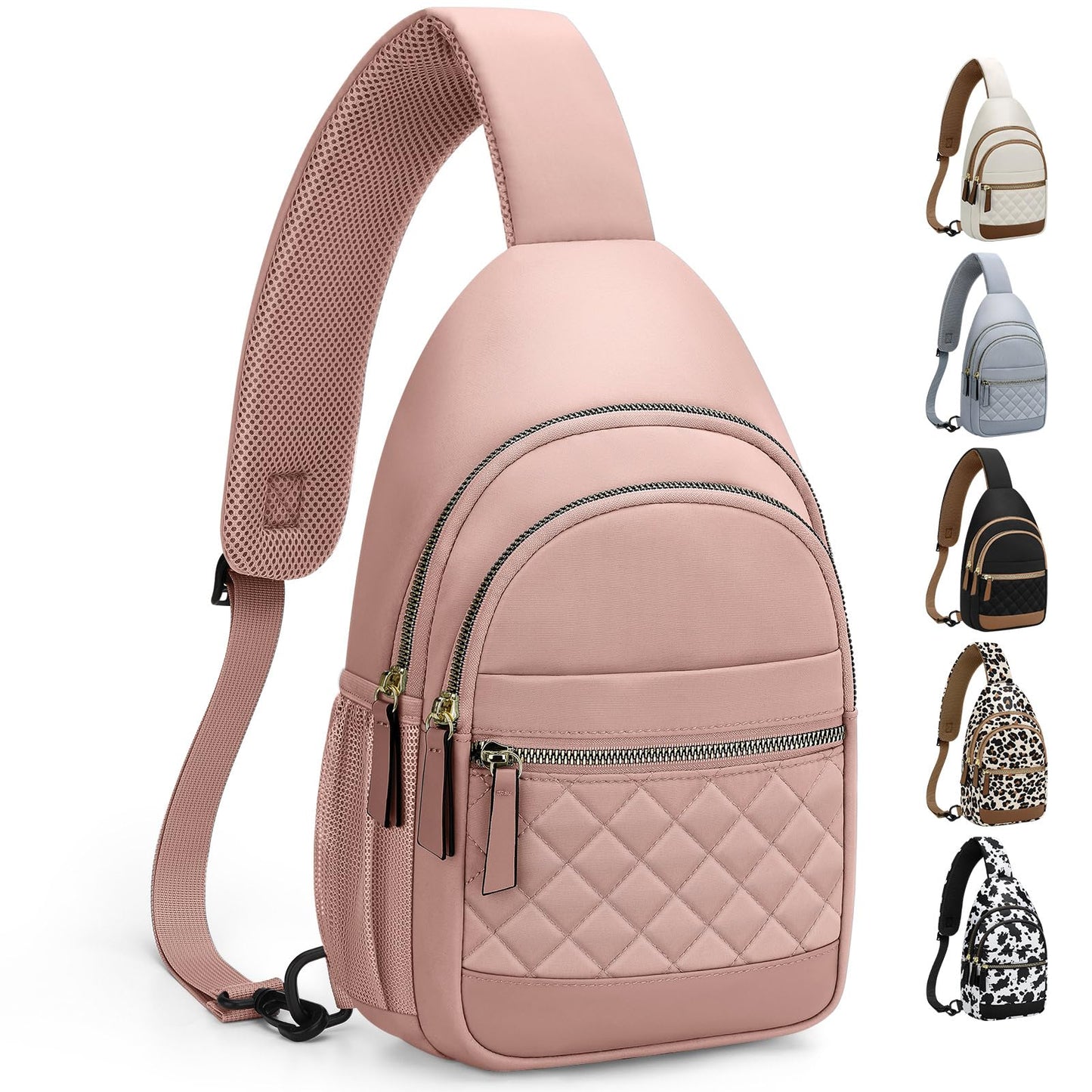 HOTCapolo Sling Bag for Women Men Waterproof Crossbody Bags for Women Trendy Casual Fanny Pack with Convertible Shoulder Strap Chest Bag for Travel Hiking(Beige, Medium)
