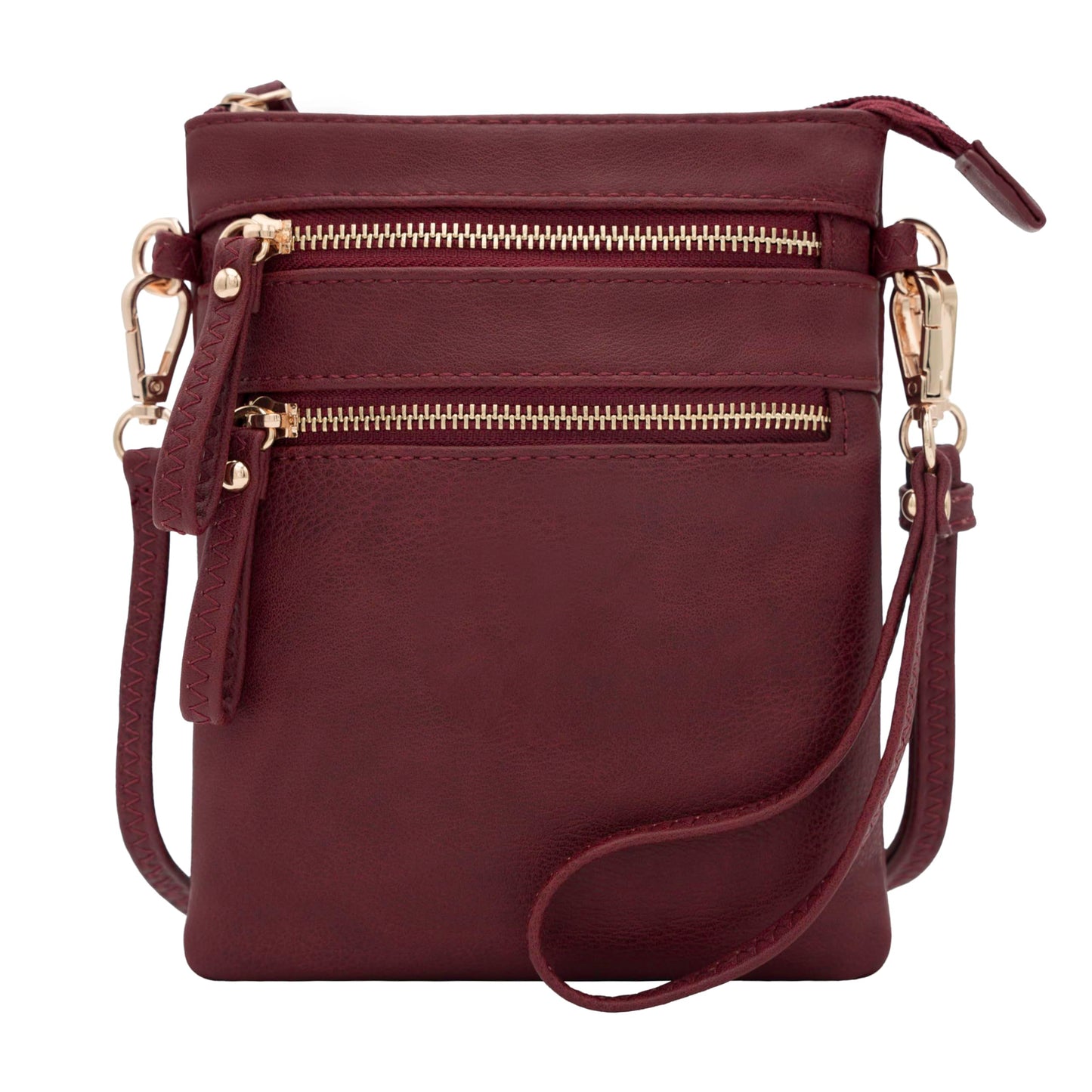 HOTSolene Small Crossbody Bag for Women, Multi Zip Pockets with Detachable Wristlet, Lightweight Travel Purse, Cell Phone Pouch