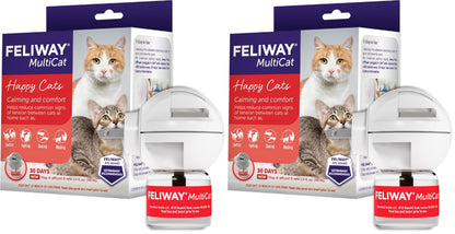 HOTFELIWAY MultiCat Cat Calming Pheromone Diffuser Kit | Helps Reduce Fighting, Tension and Aggression Between Cats due to Stress for Multi‑Cat Homes, 30 Day Supply