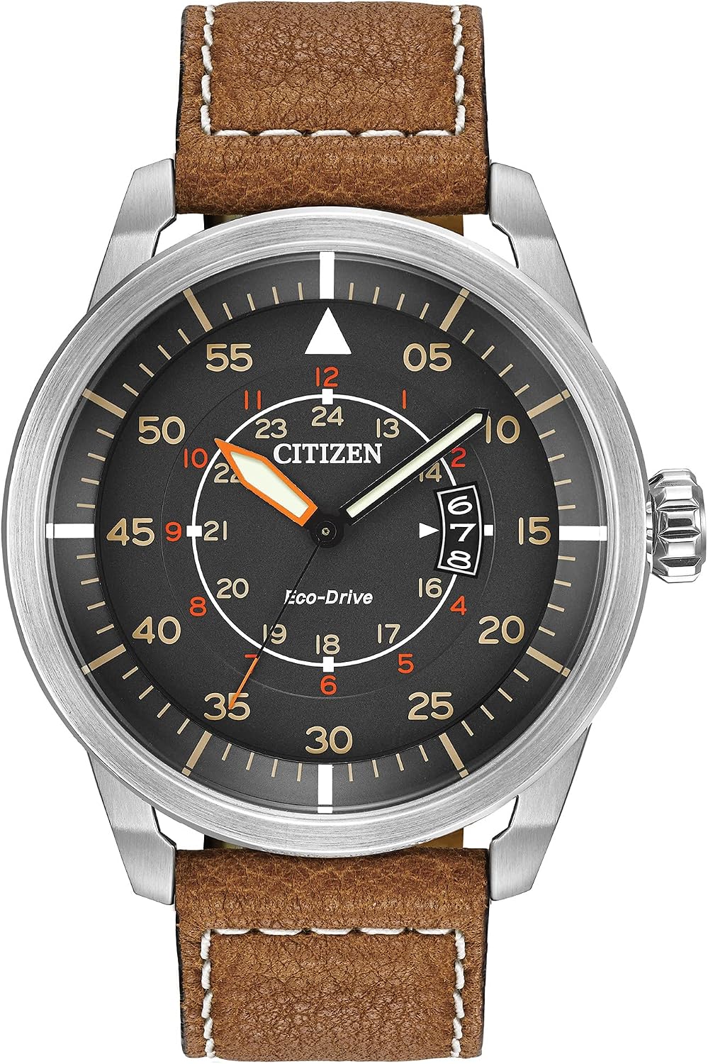 HOTCitizen Men’s Eco-Drive 3-Hand Date Avion Watch with Leather Strap (Style: AW1361:10H)