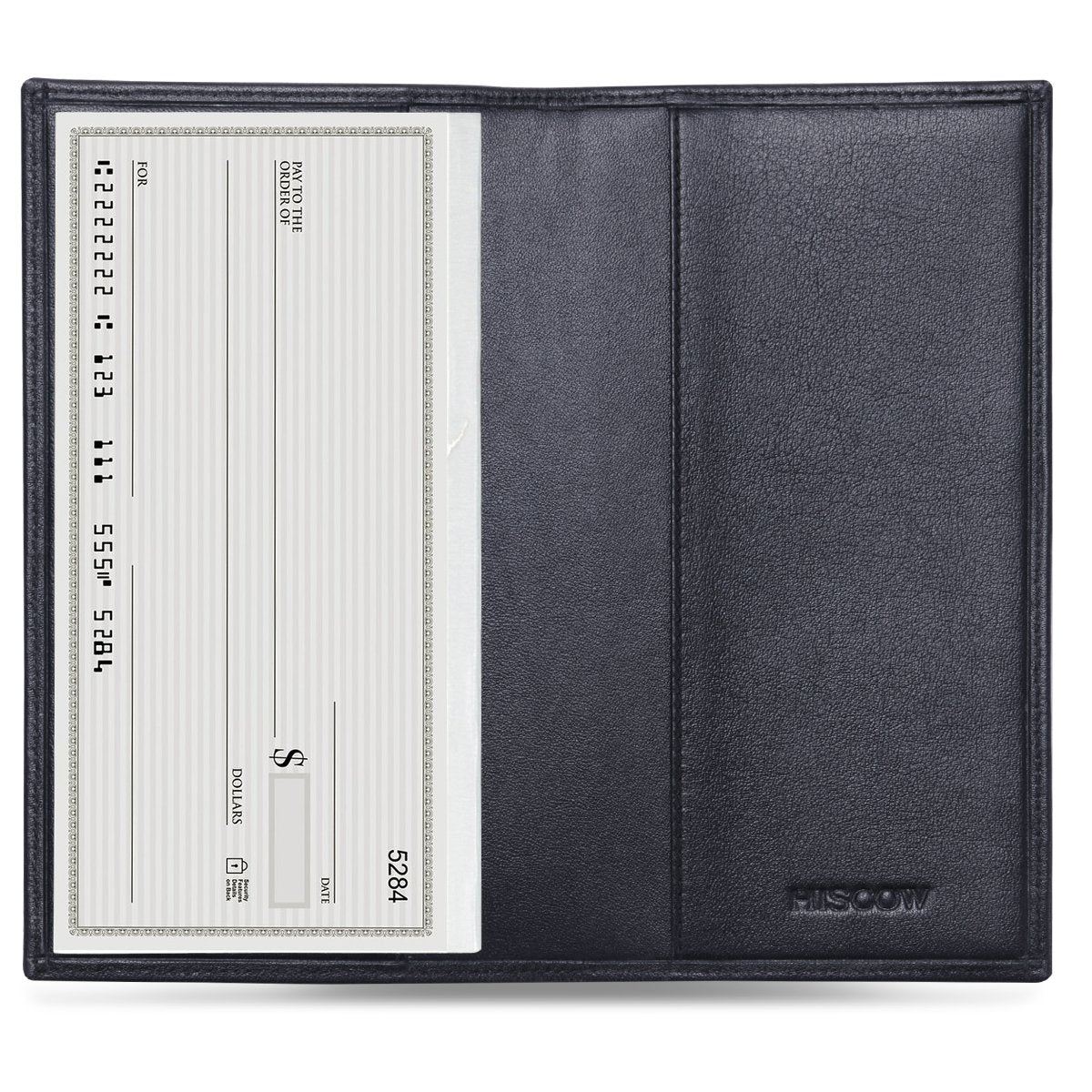 HOTHISCOW Slim Leather Checkbook Cover for Personal Checks | Full grain cowhide, transaction register & check book pockets, removable duplicate divider, durable stitching, gifts for men