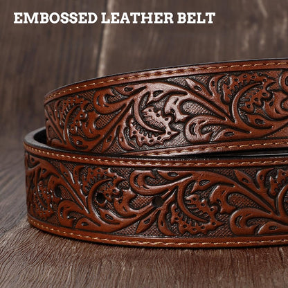 HOTSANSTHS Western Cowboy Belts for Men Women, Mens Western Belt Bull Buckle Country Belt Cowboy Leather Belt for Jeans