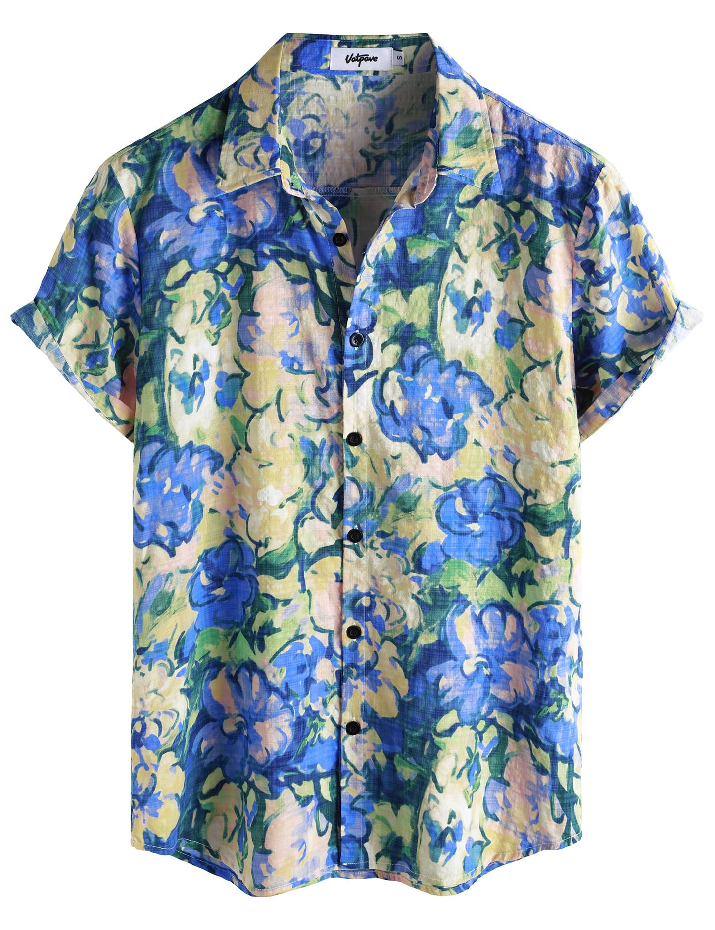 HOTVATPAVE Mens Casual Short Sleeve Button Down Shirts Regular Fit Hawaiian Summer Shirt