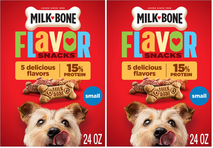HOTMilk-Bone Flavor Snacks Mini’s Dog Biscuits, Flavored Crunchy Dog Treats, 36 Oz. Canister | 5 calories per treat, 15% protein, 3 flavors per canister (beef, chicken & bacon, naturally & artificially flavored)