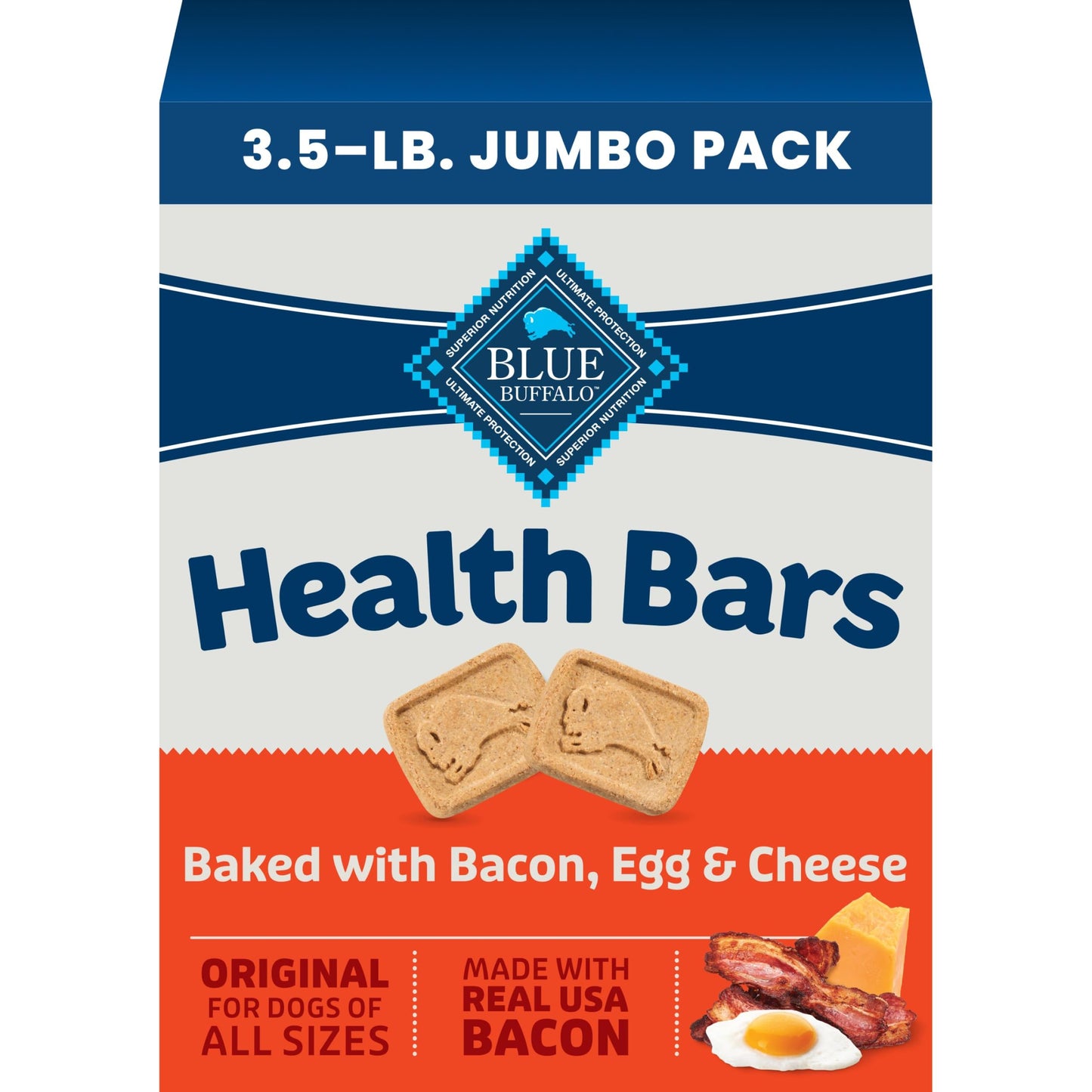 HOTBlue Buffalo Health Bars Apples & Yogurt Crunchy Dog Biscuits, Oven-Baked with Real Apples & Natural Ingredients, Healthy Dog Treats with No Artificial Flavors or Preservatives, Jumbo Box 3.5 lbs.
