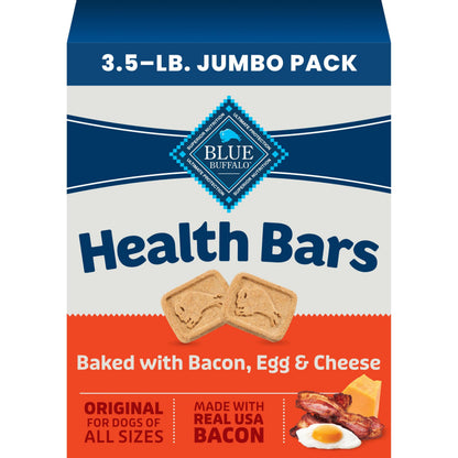 HOTBlue Buffalo Health Bars Apples & Yogurt Crunchy Dog Biscuits, Oven-Baked with Real Apples & Natural Ingredients, Healthy Dog Treats with No Artificial Flavors or Preservatives, Jumbo Box 3.5 lbs.