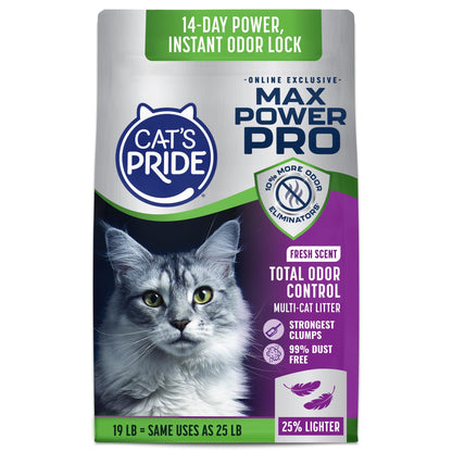 HOTCat's Pride Max Power: Total Odor Control - Up to 10 Days of Powerful Odor Control - Strong Clumping - Hypoallergenic - 99% Dust Free - Multi-Cat Litter, Unscented, 15 Pounds