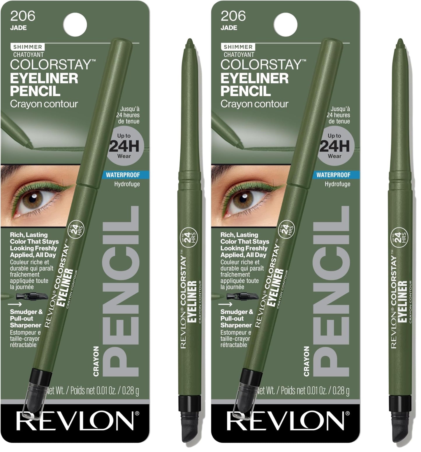 HOTRevlon ColorStay Pencil Waterproof Eyeliner, Smudge-Proof, Eye Makeup with Built-In Sharpener, Long-Lasting, Matte Finish, 201 Black, 2 pack