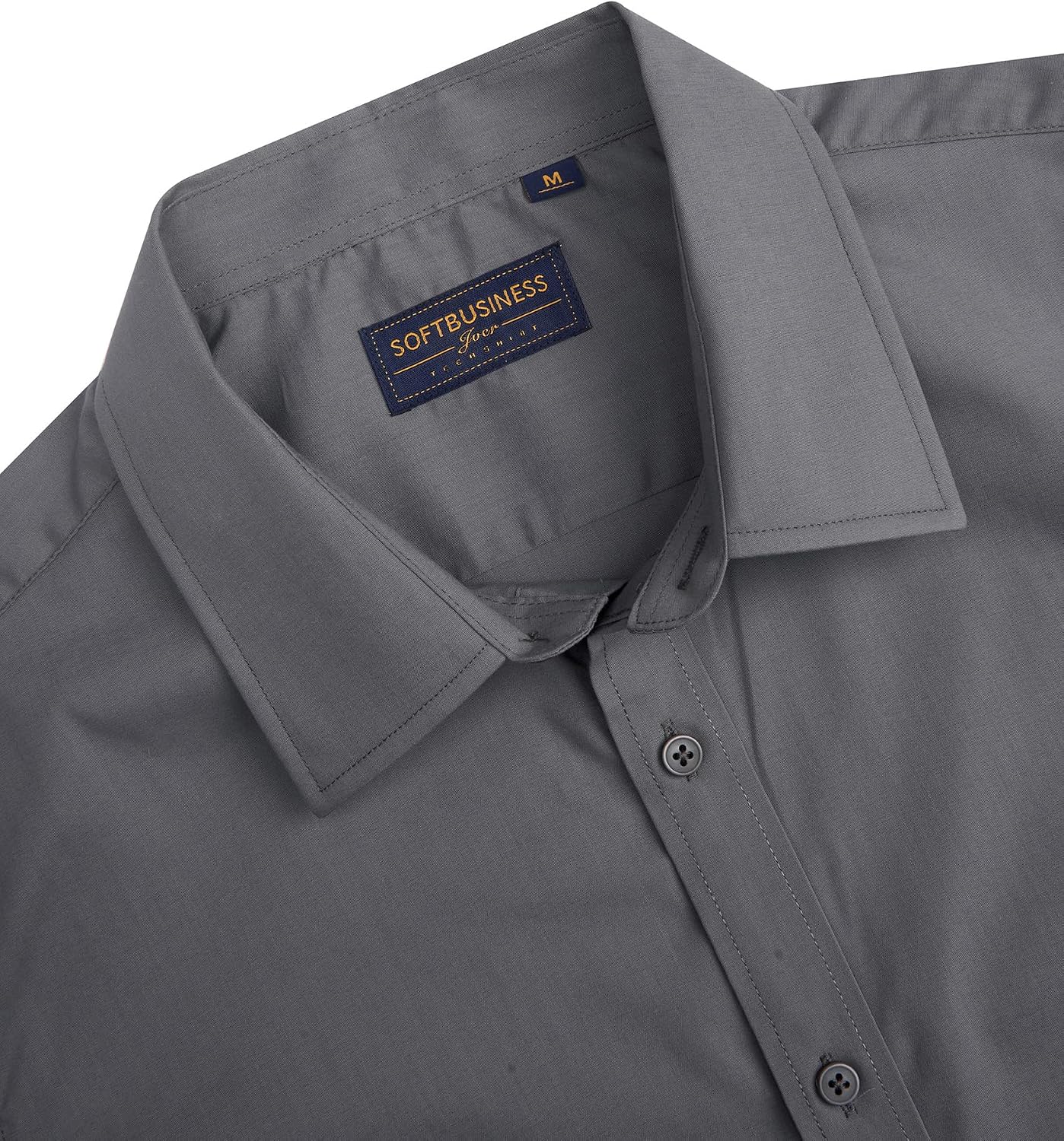 HOTJ.VER Men's Short Sleeve Dress Shirts Stretch Stain Shield Casual Button Down Shirts Solid Formal Shirt