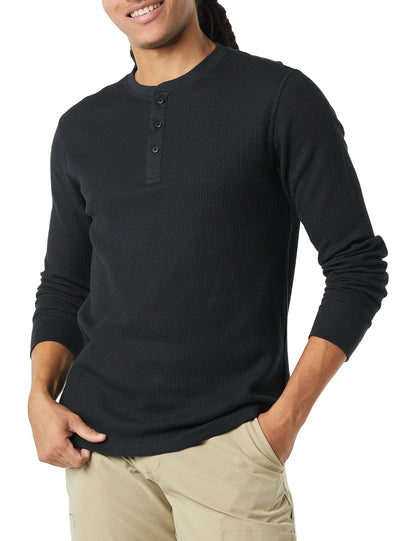 HOTAmazon Essentials Men's Long Sleeve Waffle Henley Shirt