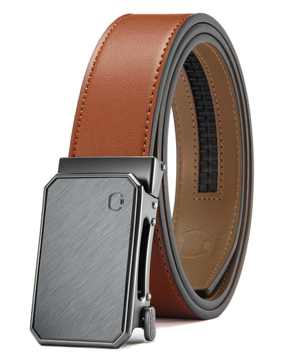 HOTCHAOREN Ratchet Belt Men - 35mm Mens Belt Leather for Casual Jeans - Versatile Fit, Customizable Style