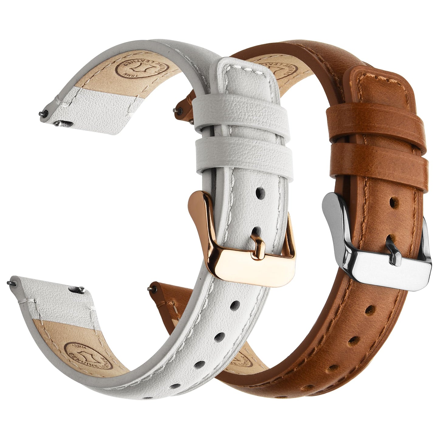 HOTFullmosa 22mm Quick Release Leather Watch Bands for Garmin Samsung Galaxy | 2 Pack Straps for Vivoactive 4(45mm), Venu 4 (45mm)/3/2 (45mm), Samsung Galaxy 46mm, Saddle Brown+Black/Black+Black