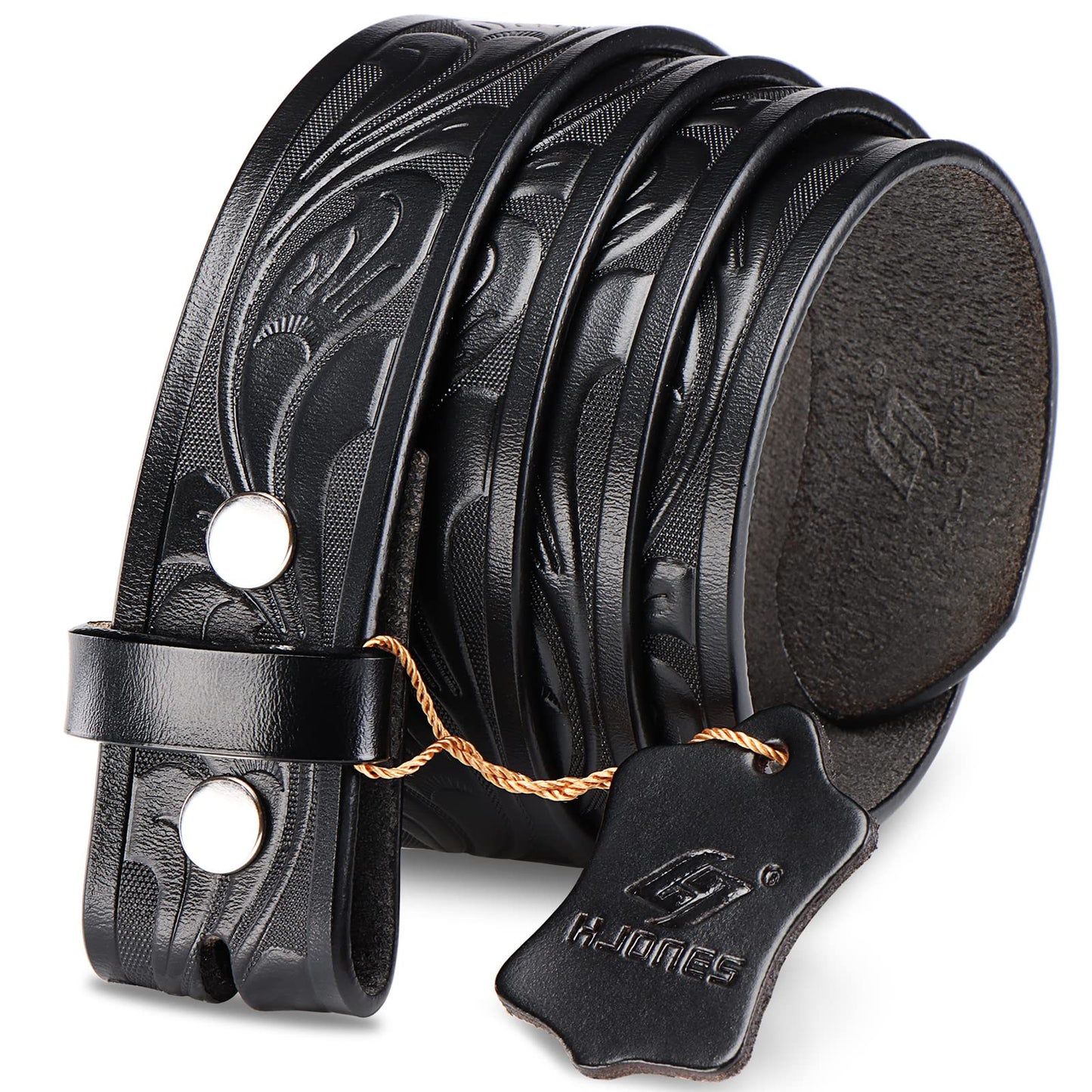 HOTHJones Western Belts for Men without Buckle,Cowboy Belt Buckles for Men,1.5" Wide Genuine Leather Belt No Buckle