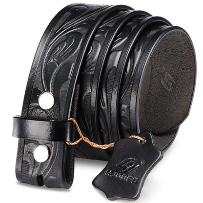 HOTHJones Western Belts for Men without Buckle,Cowboy Belt Buckles for Men,1.5" Wide Genuine Leather Belt No Buckle