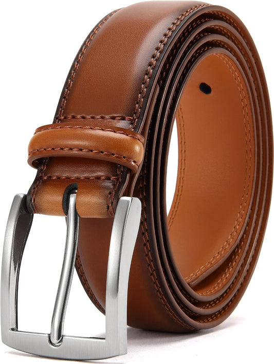 HOTDOOPAI Mens Dress Belt - Genuine Leather Dress Belts For Men,Casual Suit Jeans Belt-Single Prong Buckle black belt